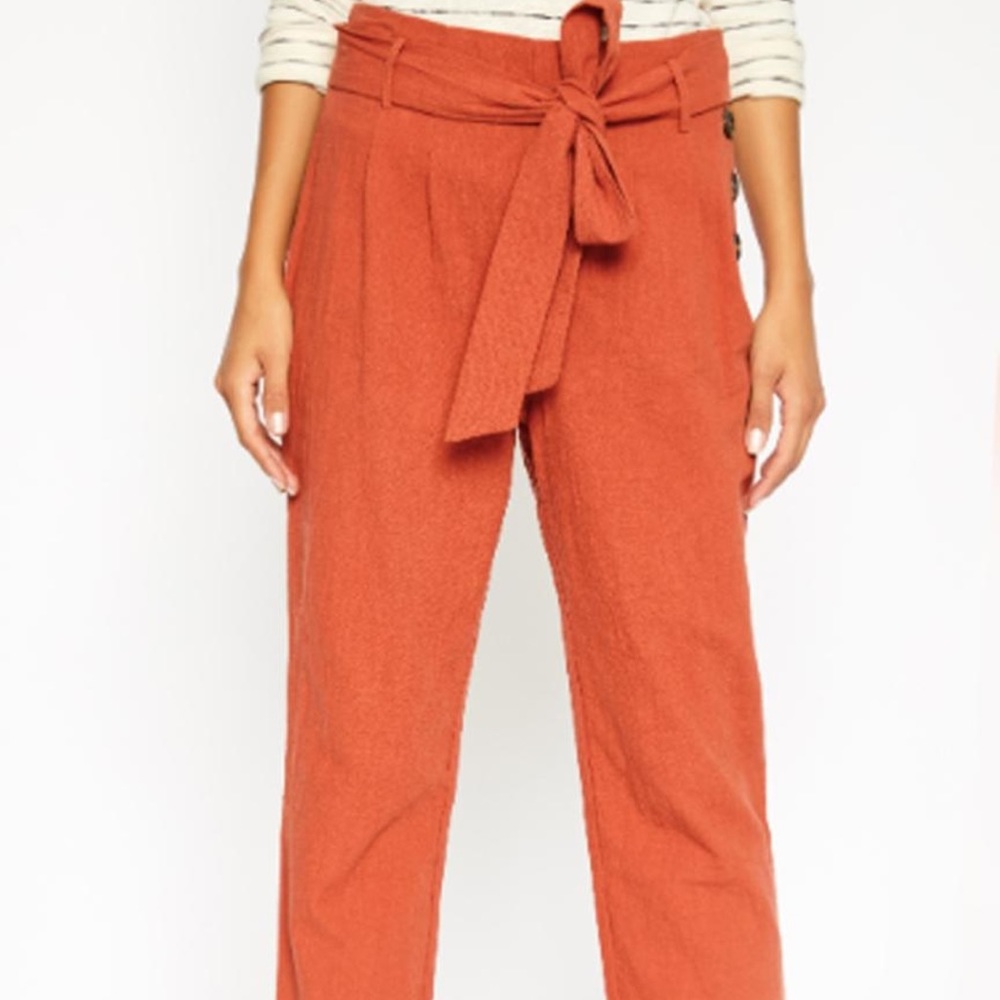 Orange Paper Bag Waist Pants